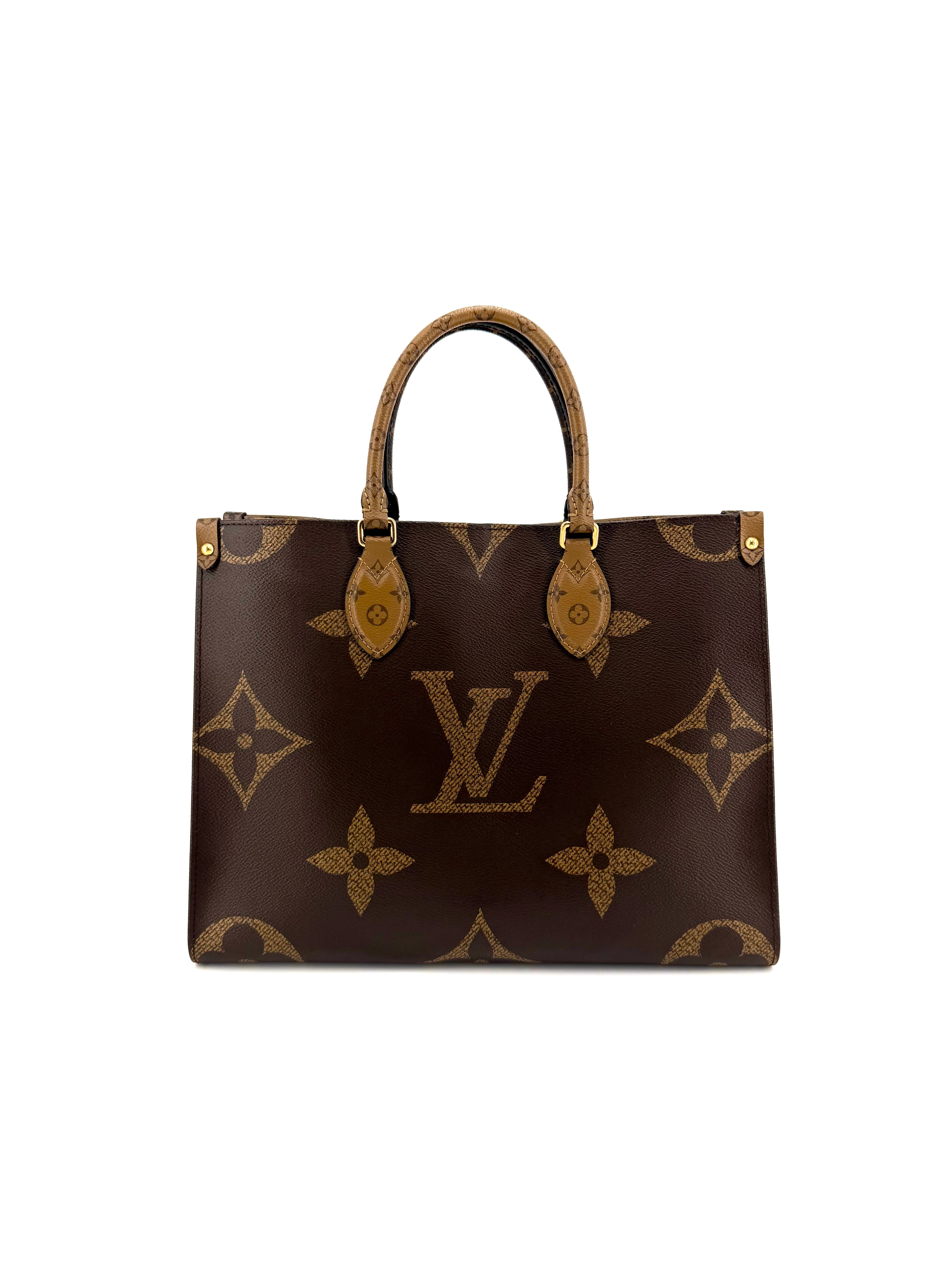 Louis Vuitton OnTheGo MM, LV OnTheGo MM Monogram Reverse, Louis Vuitton work tote, Louis Vuitton tote fits 13-inch laptop, pre-owned Louis Vuitton tote, Louis Vuitton Giant Monogram tote, LV OnTheGo shoulder bag