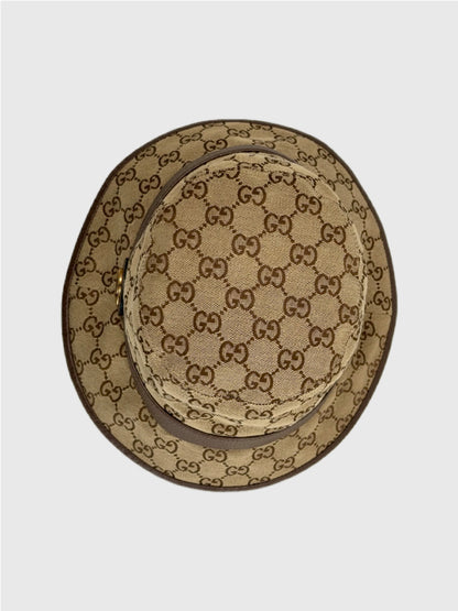 Pre-Owned Gucci GG Beige/Brown Canvas Bucket Hat Size L 59cm