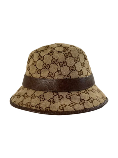 Pre-Owned Gucci GG Beige/Brown Canvas Bucket Hat Size L 59cm