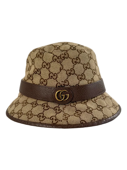 Pre-Owned Gucci GG Beige/Brown Canvas Bucket Hat Size L 59cm