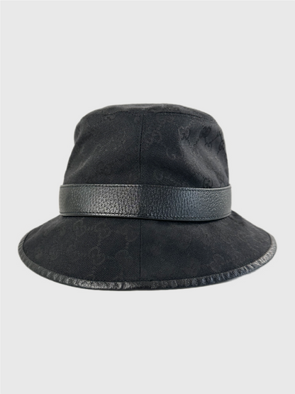 Gucci GG Black Canvas Bucket Hat Size XL 60cm