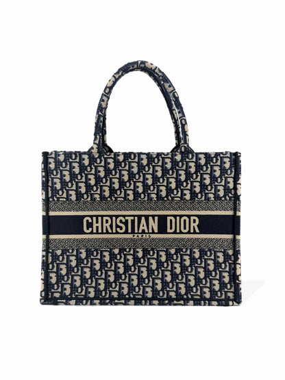 Pre-Owned Dior Oblique Embroidery Medium Book Tote