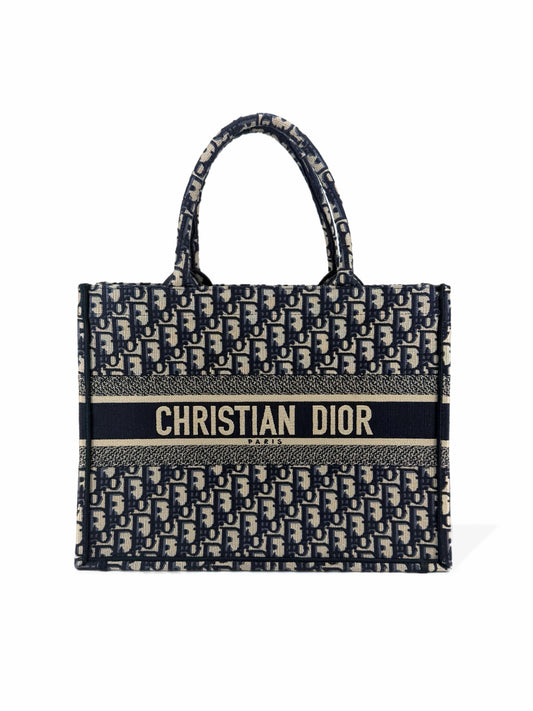 Pre-Owned Dior Oblique Embroidery Medium Book Tote