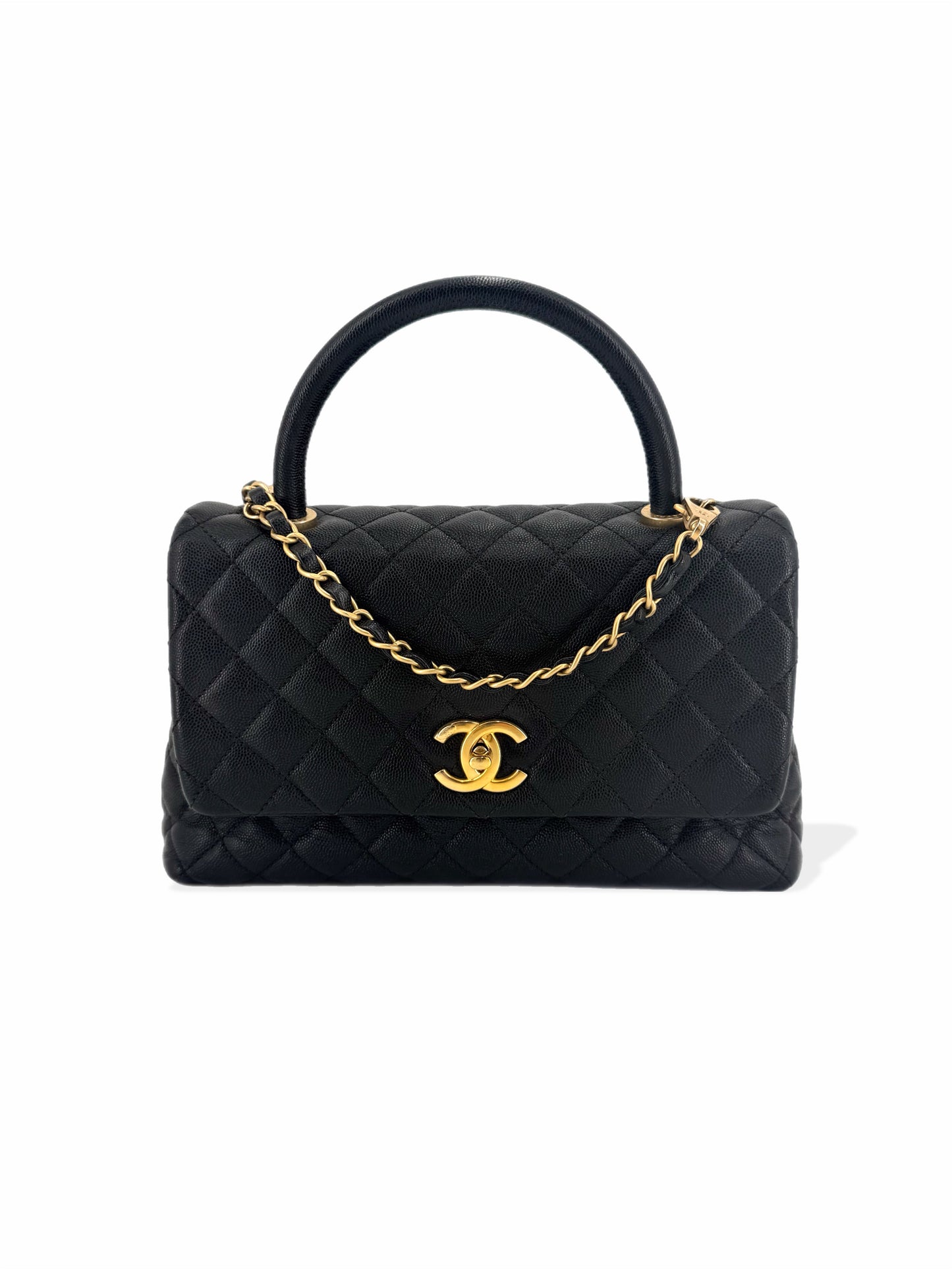 Pre-Owned Chanel Coco Handle Black Caviar Shoulder Bag
