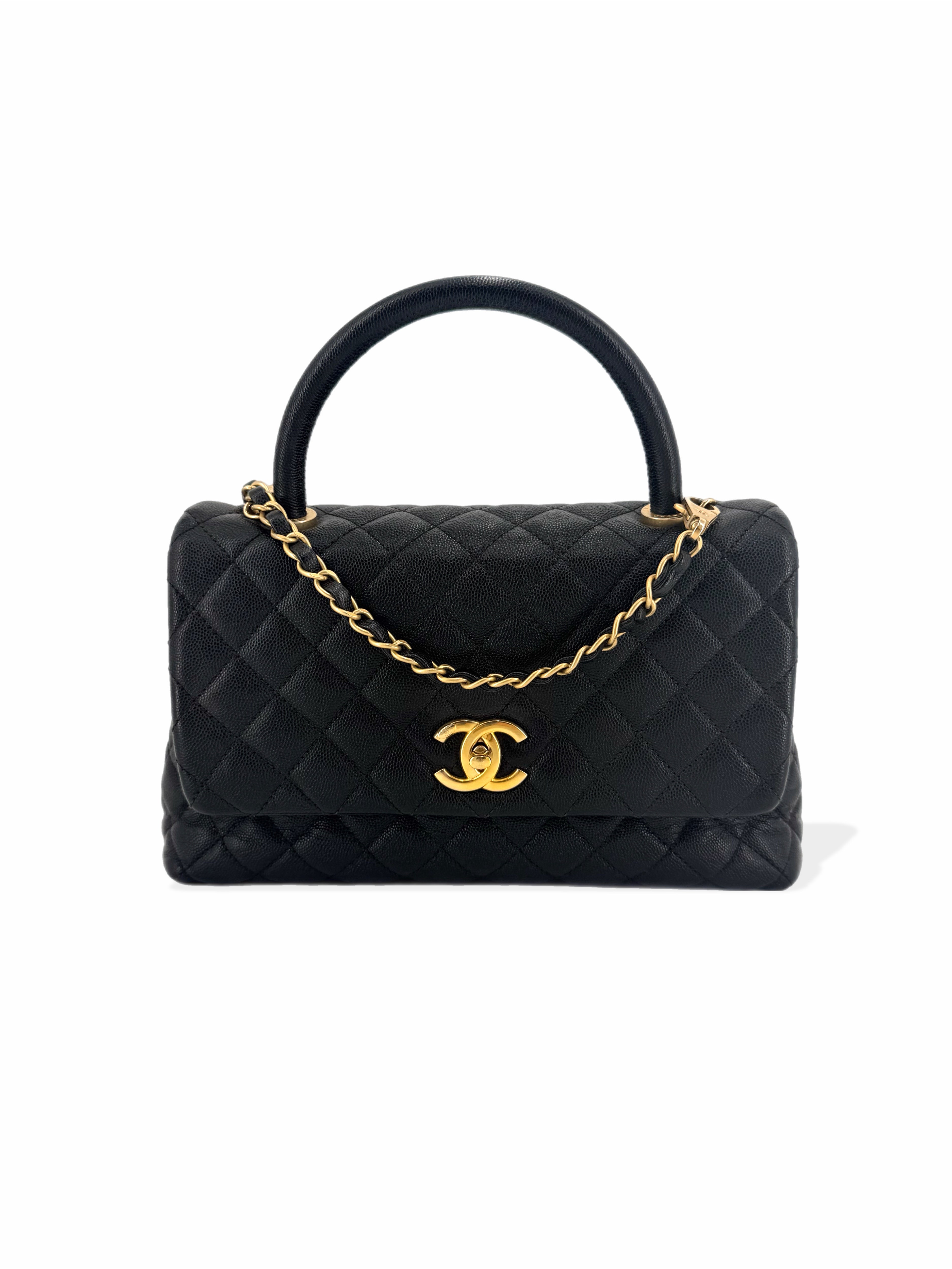 Pre-Owned Chanel Coco Handle Black Caviar Shoulder Bag