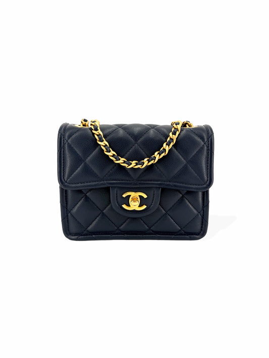 Pre-Owned Chanel Quilted Caviar Mini Flap Crossbody Bag