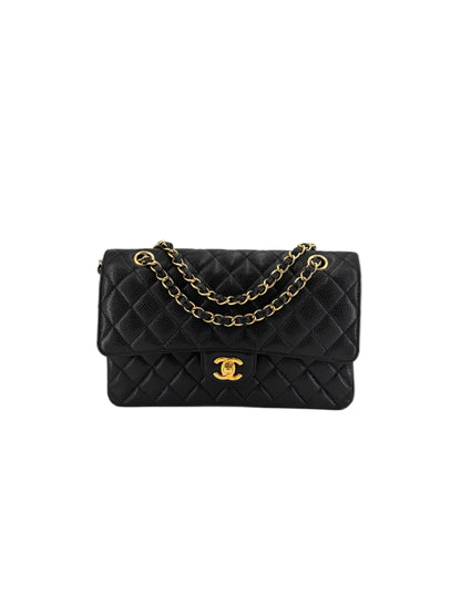 Pre-Owned Chanel Medium Double Flap Caviar Leather Shoulder Bag