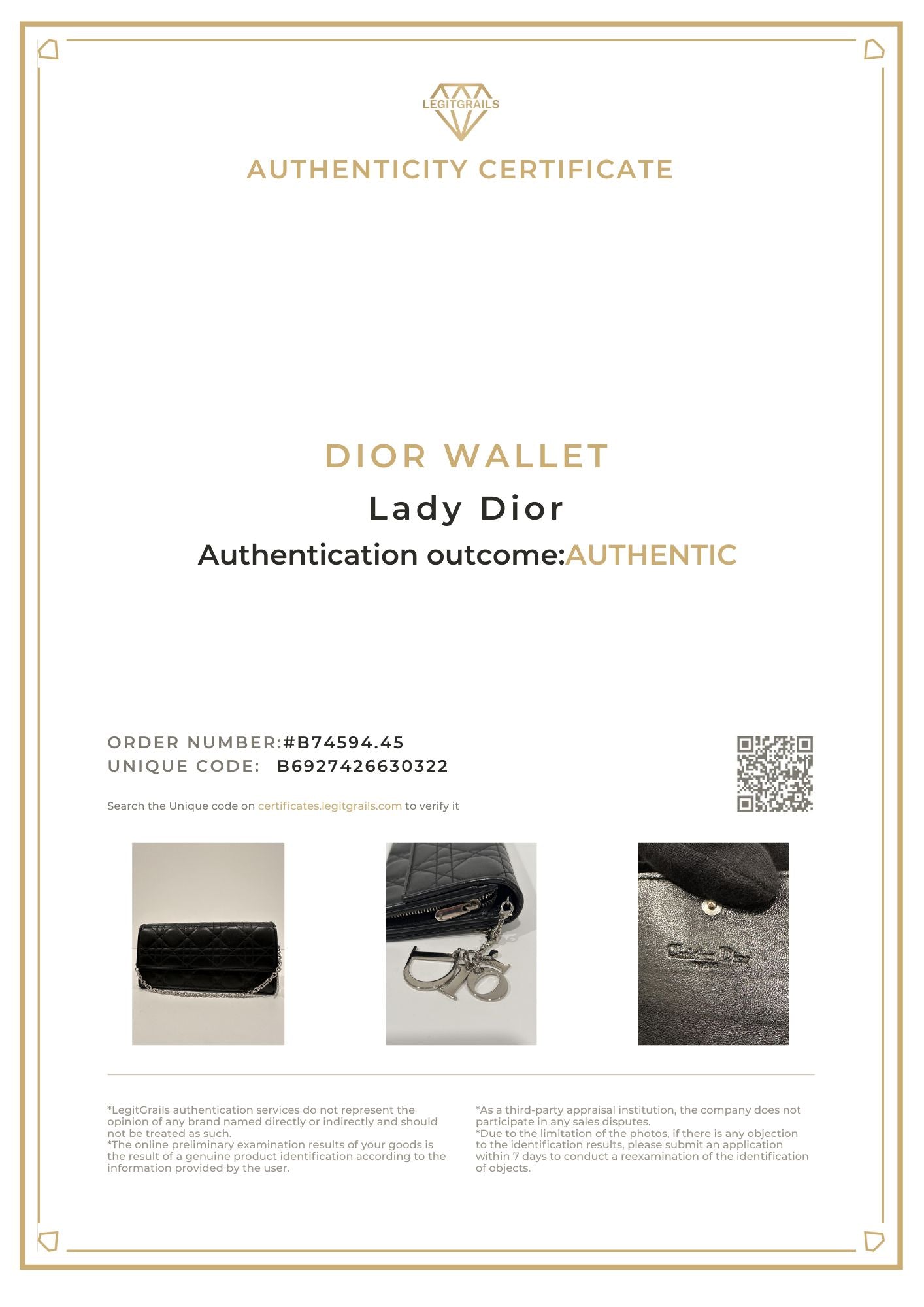 Christian Dior Black Cannage Leather Wallet On Chain WOC