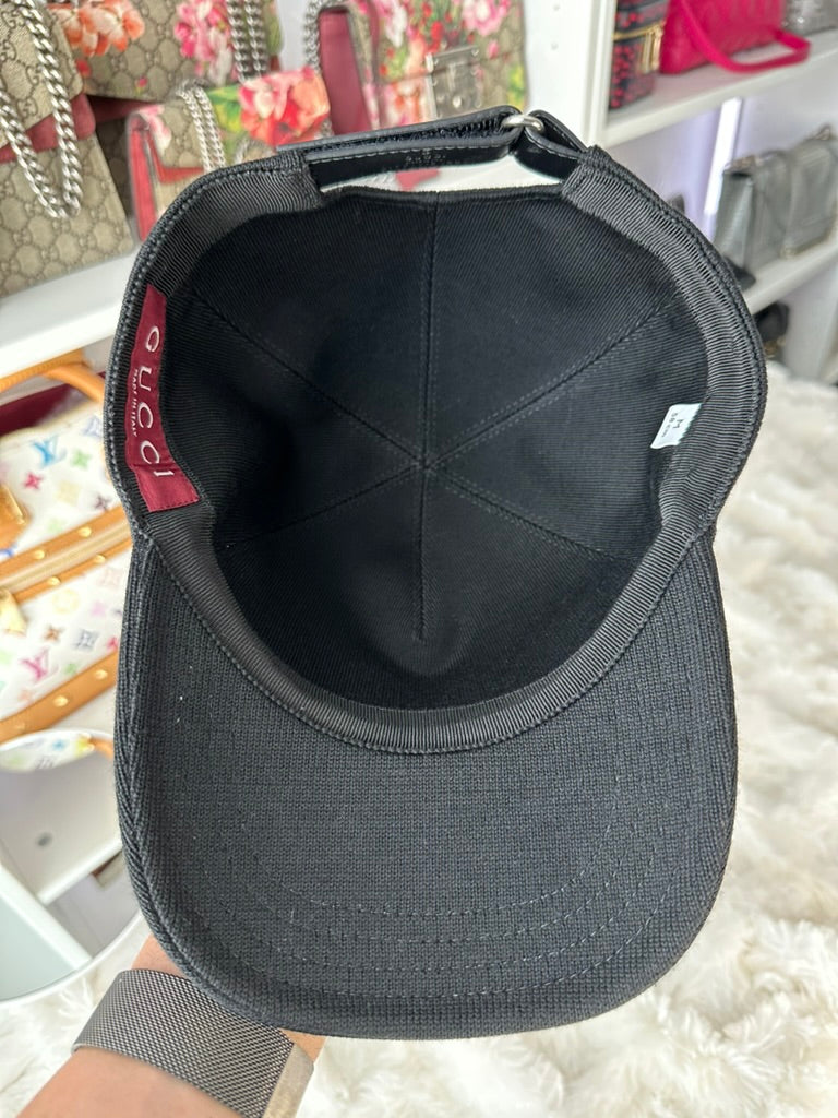 Gucci Wool Embroidered - Size M (58cm) - Black Logo Baseball Hat