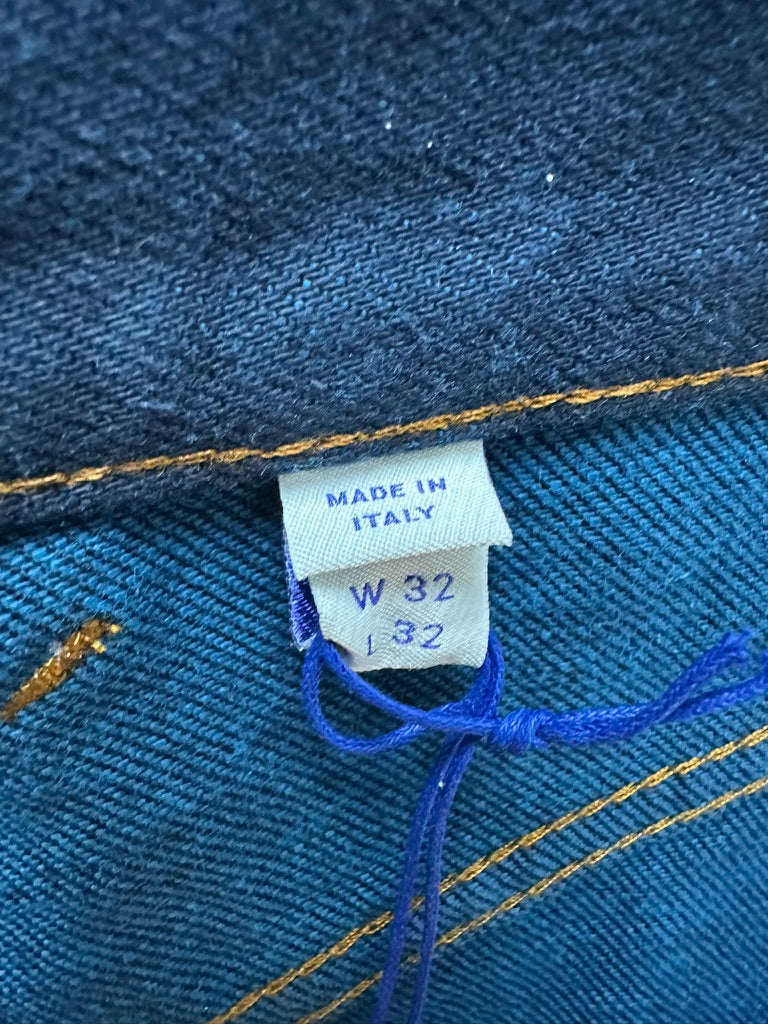 Burberry Men's Size 32 Indigo Blue Rose Print Cuffs Straight Leg Jeans