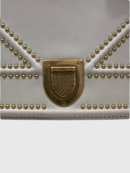 Christian Dior Cream Lambskin Studded Diorama Small Crossbody Bag