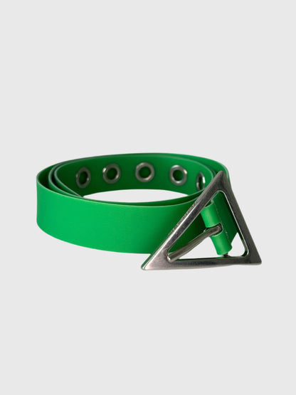 Bottega Veneta - Size 95cm (38in) Triangle Buckle Gummy Belt -  Parakeet Green