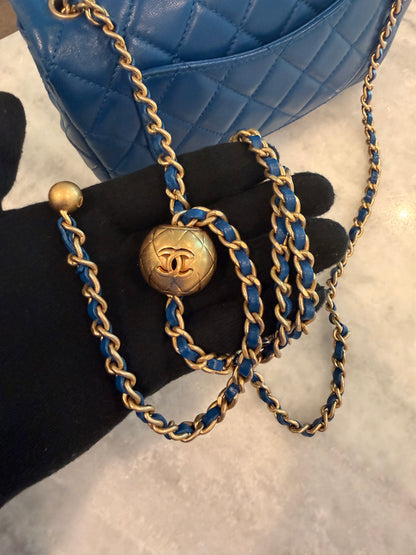 Chanel Mini Rectangle Blue Pearl Crush Adjustable Flap Bag