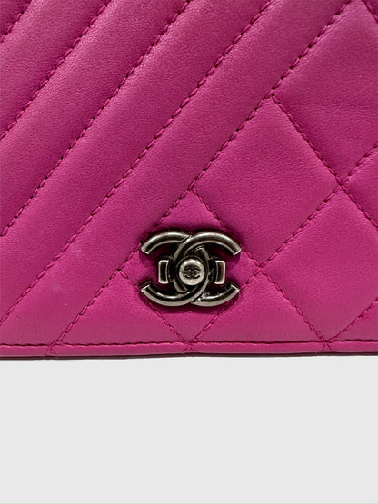 Chanel Coco Boy Purple Lambskin Wallet on Chain WOC