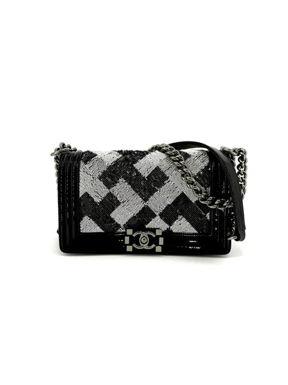 Pre-Owned Chanel Sequin Medium Boy Crossbody Bag