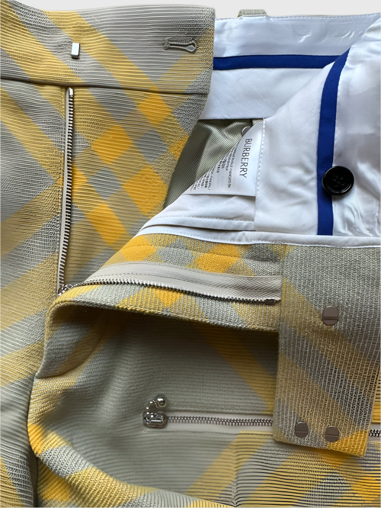 Burberry Mens 38 US | 48 IT Yellow & Beige Check In Hunter IP Check Trousers