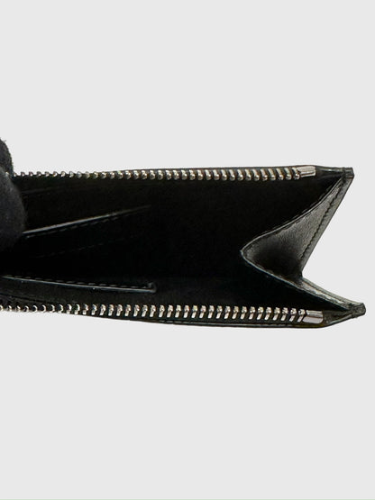 Dior Black CD Diamond Canvas Leather Zipper Card Holder