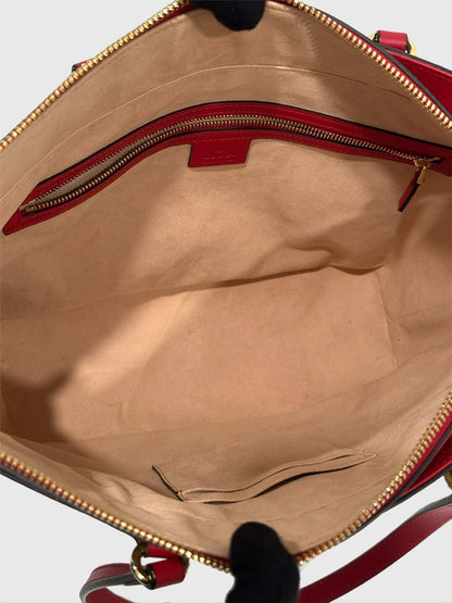 Gucci GG Supreme Canvas Blue Blooms Red Tote Bag