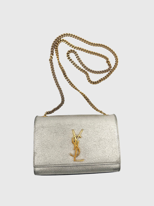 Saint Laurent Metallic Leather Classic Monogram Crossbody Bag