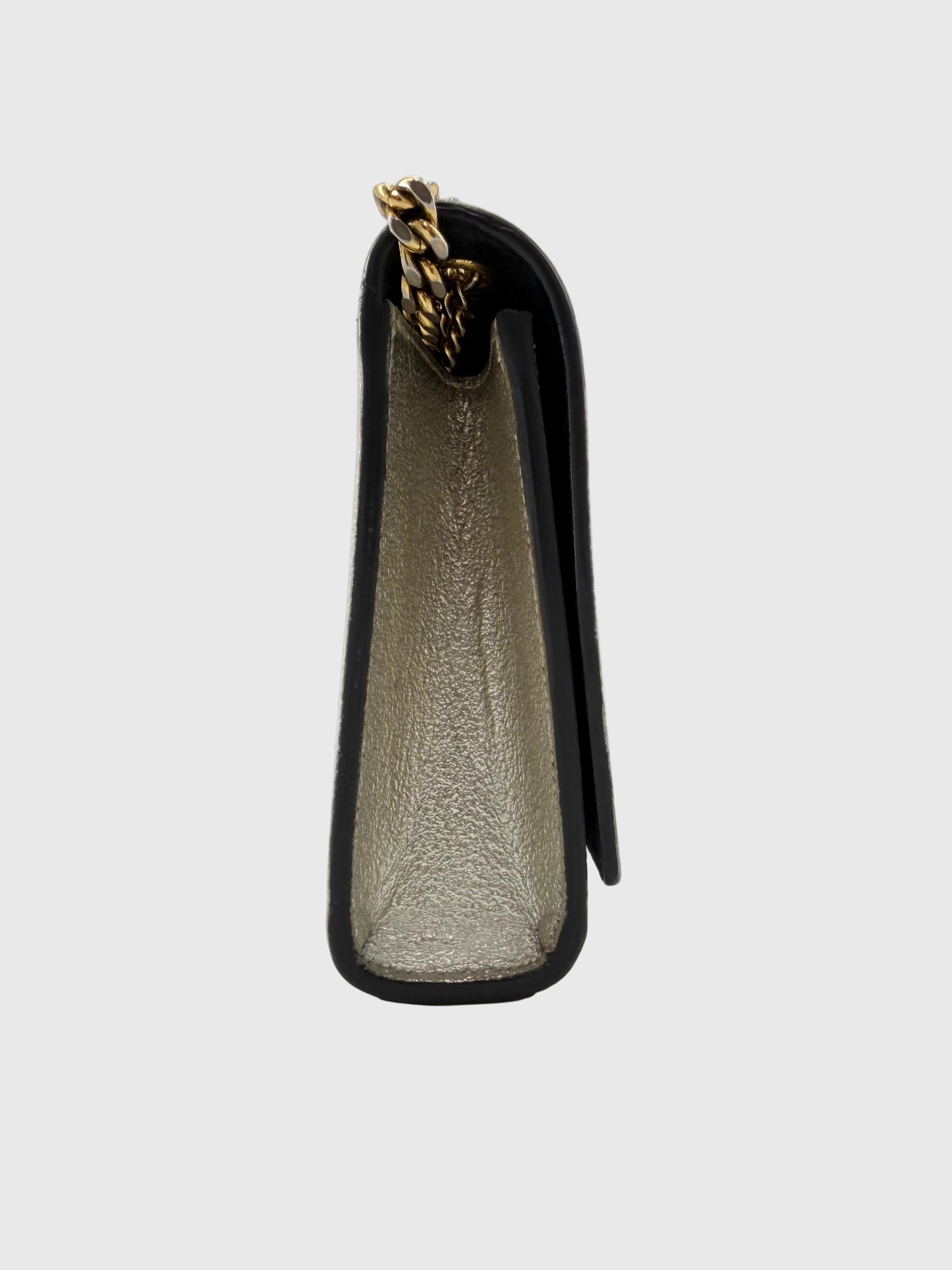 Saint Laurent Metallic Leather Classic Monogram Crossbody Bag