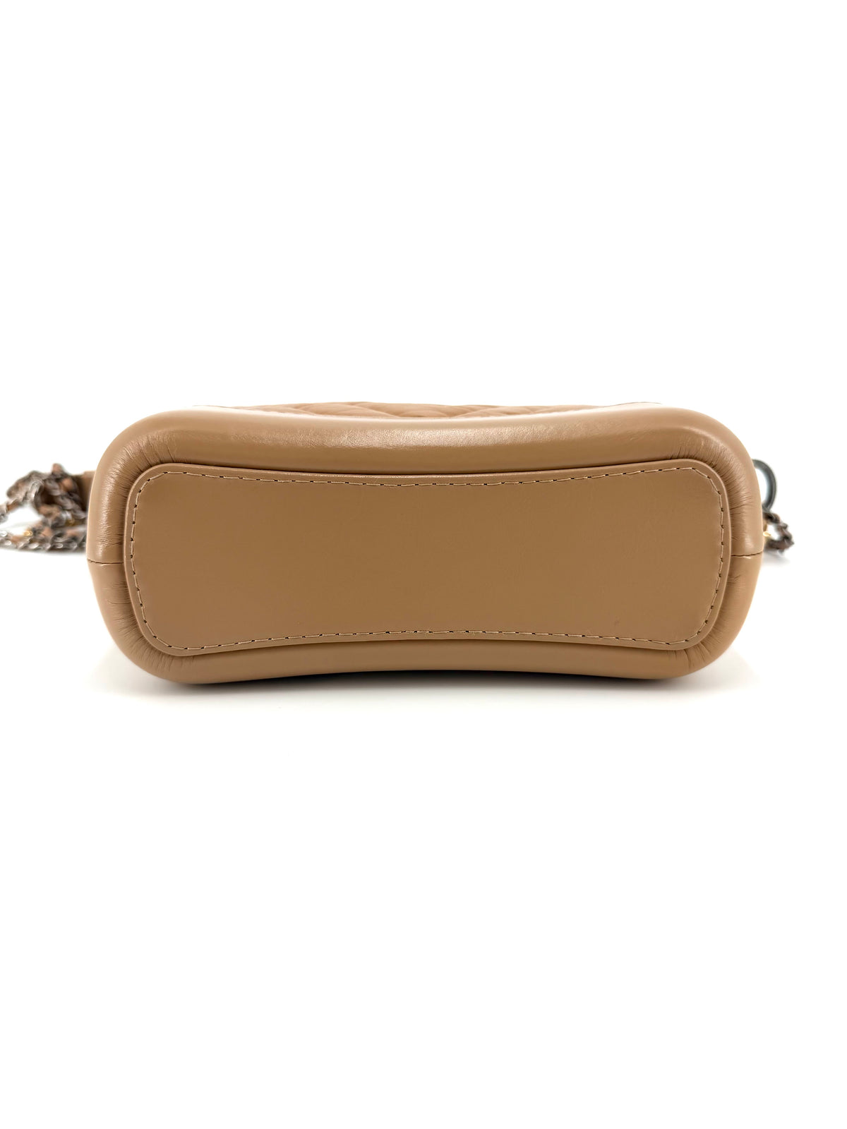 Pre-Owned Chanel Gabrielle Small Beige Chevron Aged Calfskin Hobo Bag