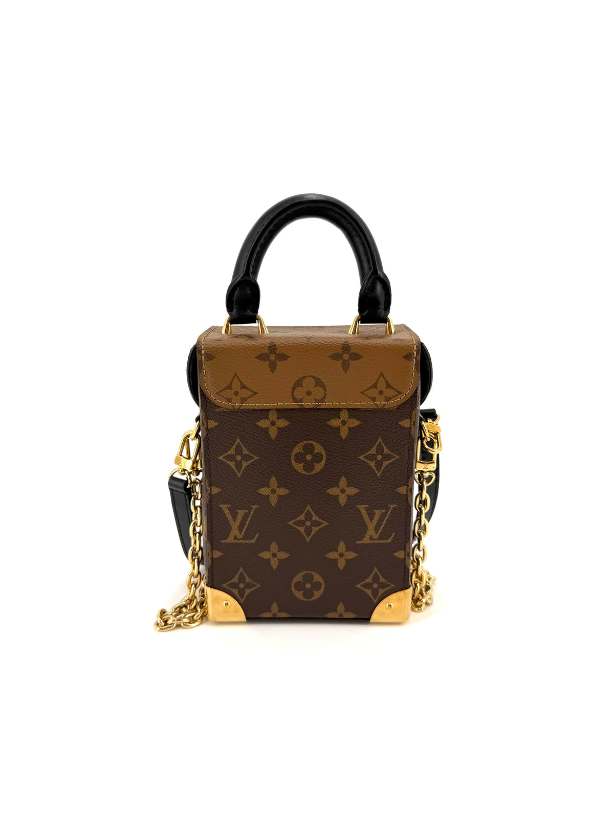 Pre-owned Louis Vuitton Camera Box Monogram Reverse Trunk Bag S-Lock Top Handle