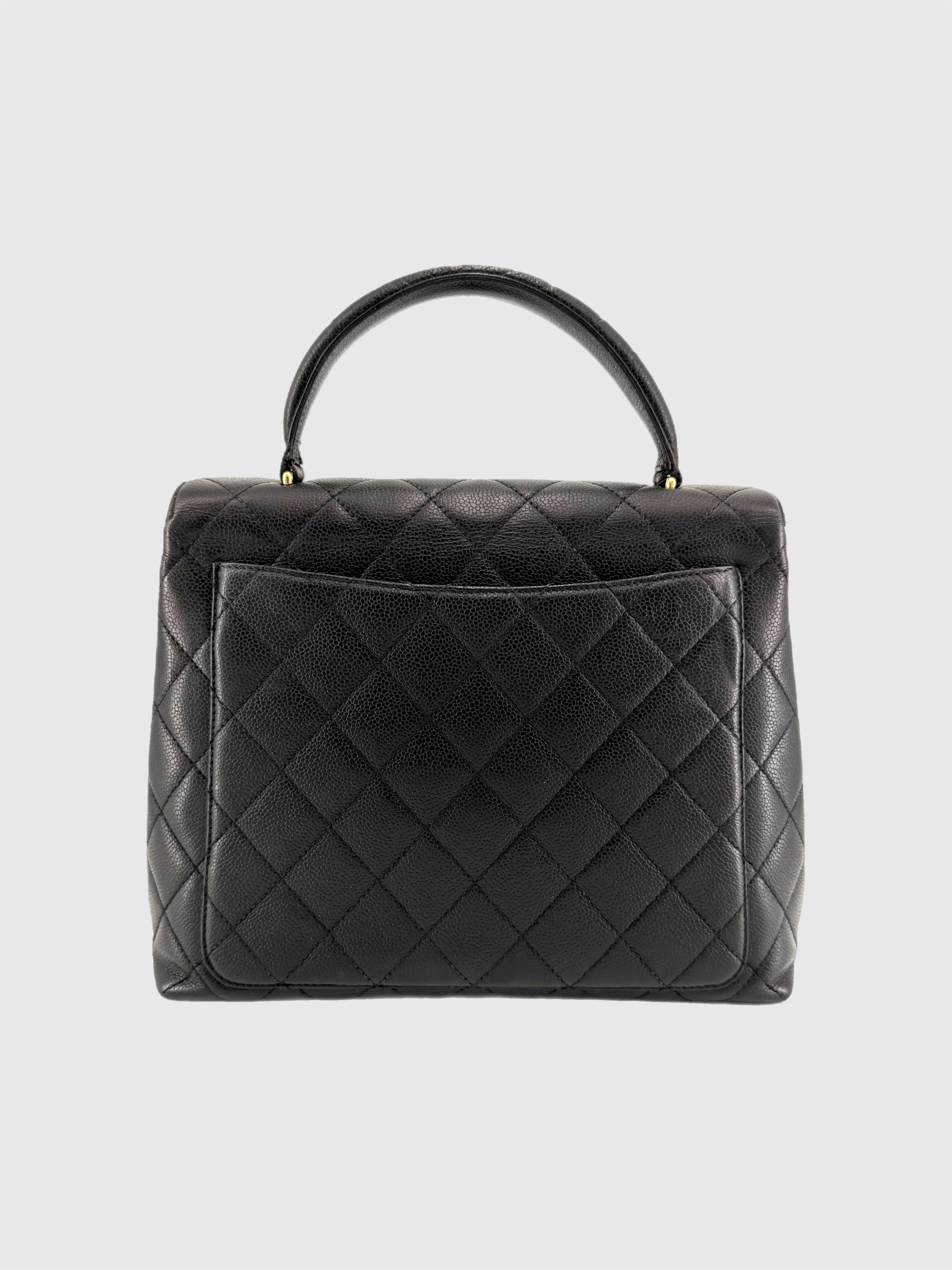 Chanel Vintage Caviar Leather Kelly Bag Black Gold Hardware