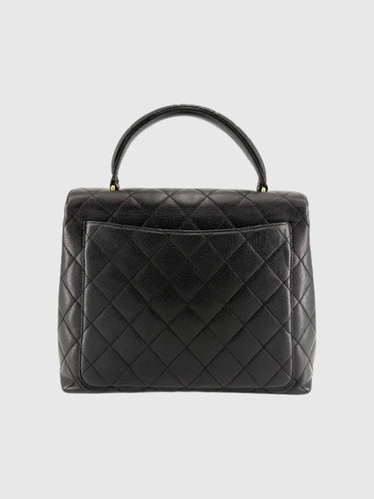 Chanel Vintage Caviar Leather Kelly Bag Black Gold Hardware