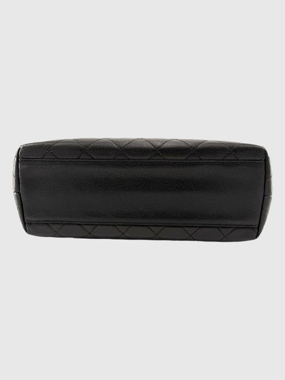 Chanel Vintage Caviar Leather Kelly Bag Black Gold Hardware