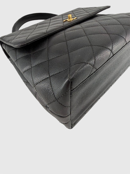 Chanel Vintage Caviar Leather Kelly Bag Black Gold Hardware