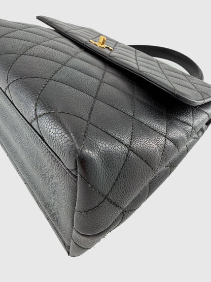 Chanel Vintage Caviar Leather Kelly Bag Black Gold Hardware