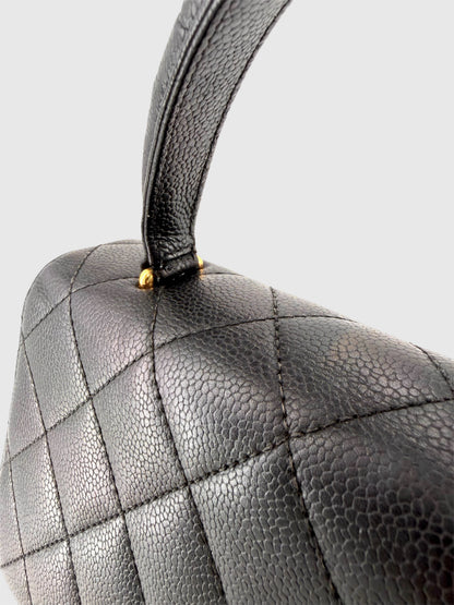 Chanel Vintage Caviar Leather Kelly Bag Black Gold Hardware