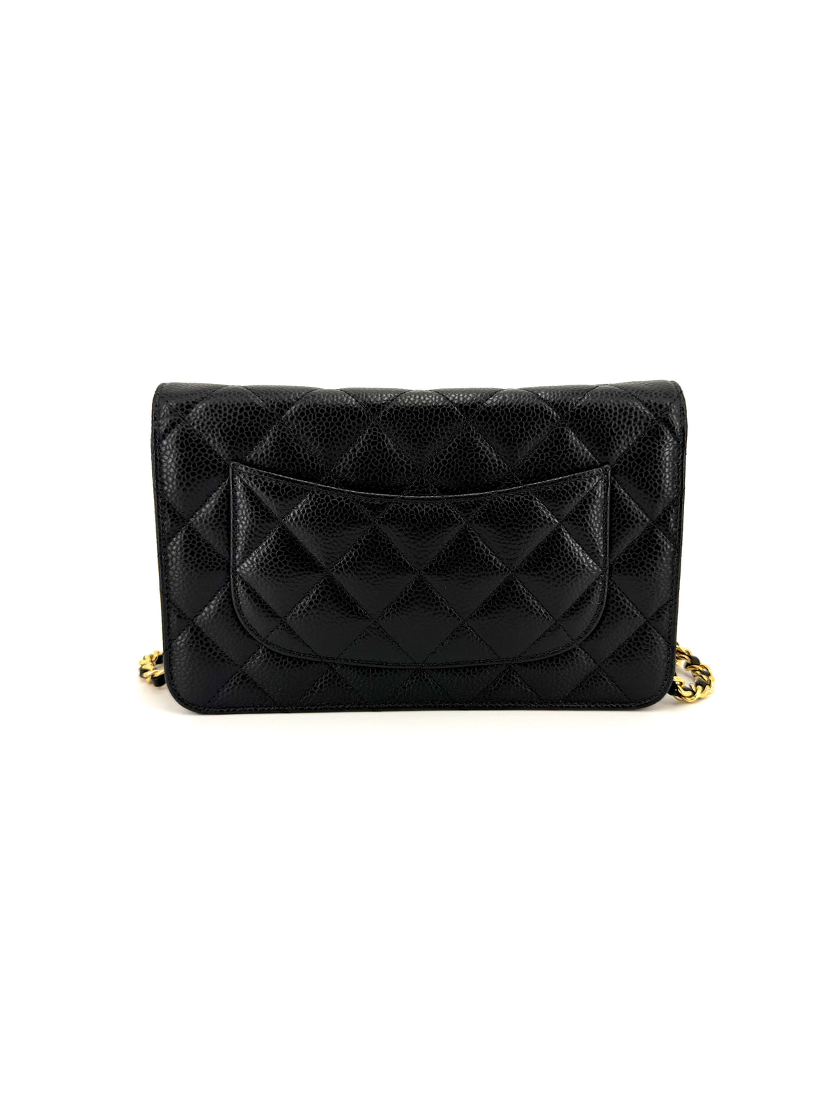 Pre-Owned Chanel CC Turn lock Wallet on Chain Black Caviar Leather Gold Hardware (Microchipped)