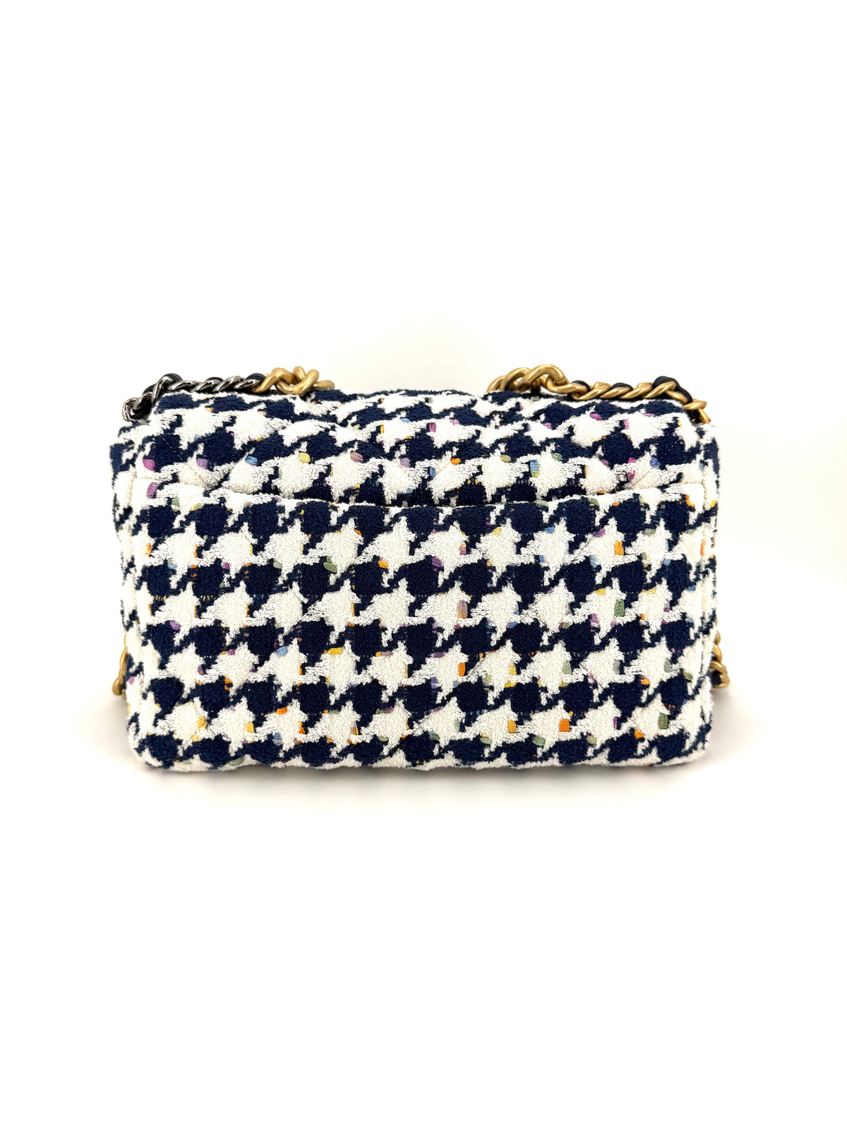 Pre-Owned Chanel 19 Tweed Houndstooth Multicolor Large Bag
