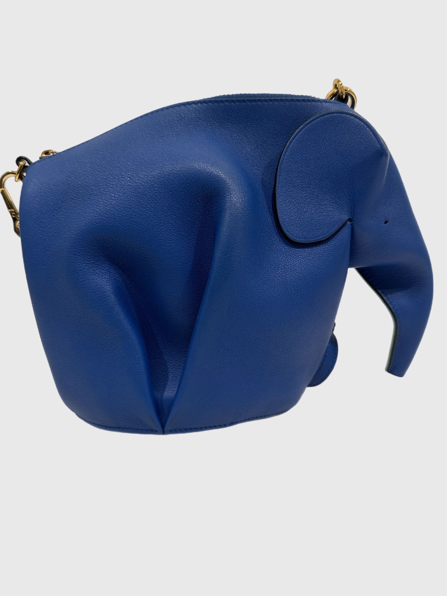 Loewe Blue Calfskin Leather Mini Elephant Crossbody Bag