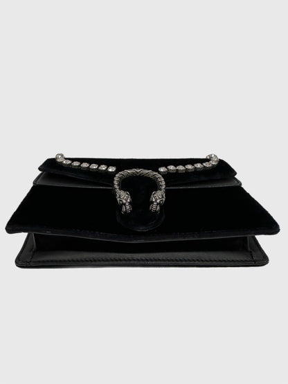 Gucci Black Velvet Crystal Dionysus Super Mini Bag