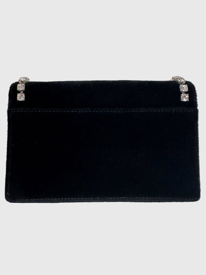 Gucci Black Velvet Crystal Dionysus Super Mini Bag