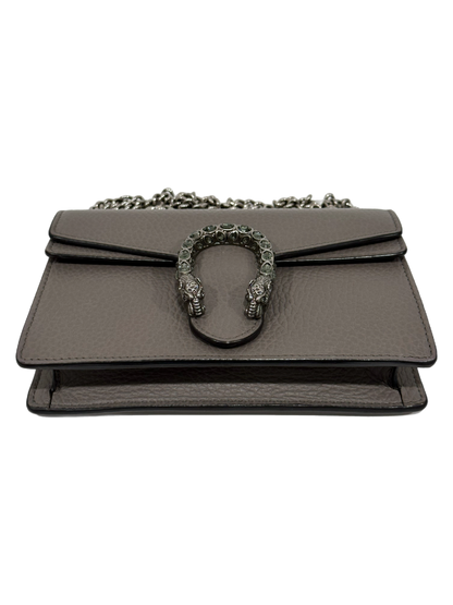Gucci Gray Leather Crystal Dionysus Super Mini Bag