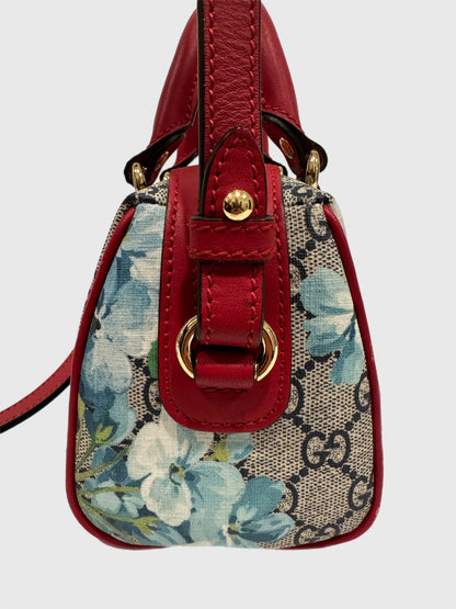 Gucci Blue Bloom Supreme GG 2way Canvas Bag Mini Boston Crossbody Handbag