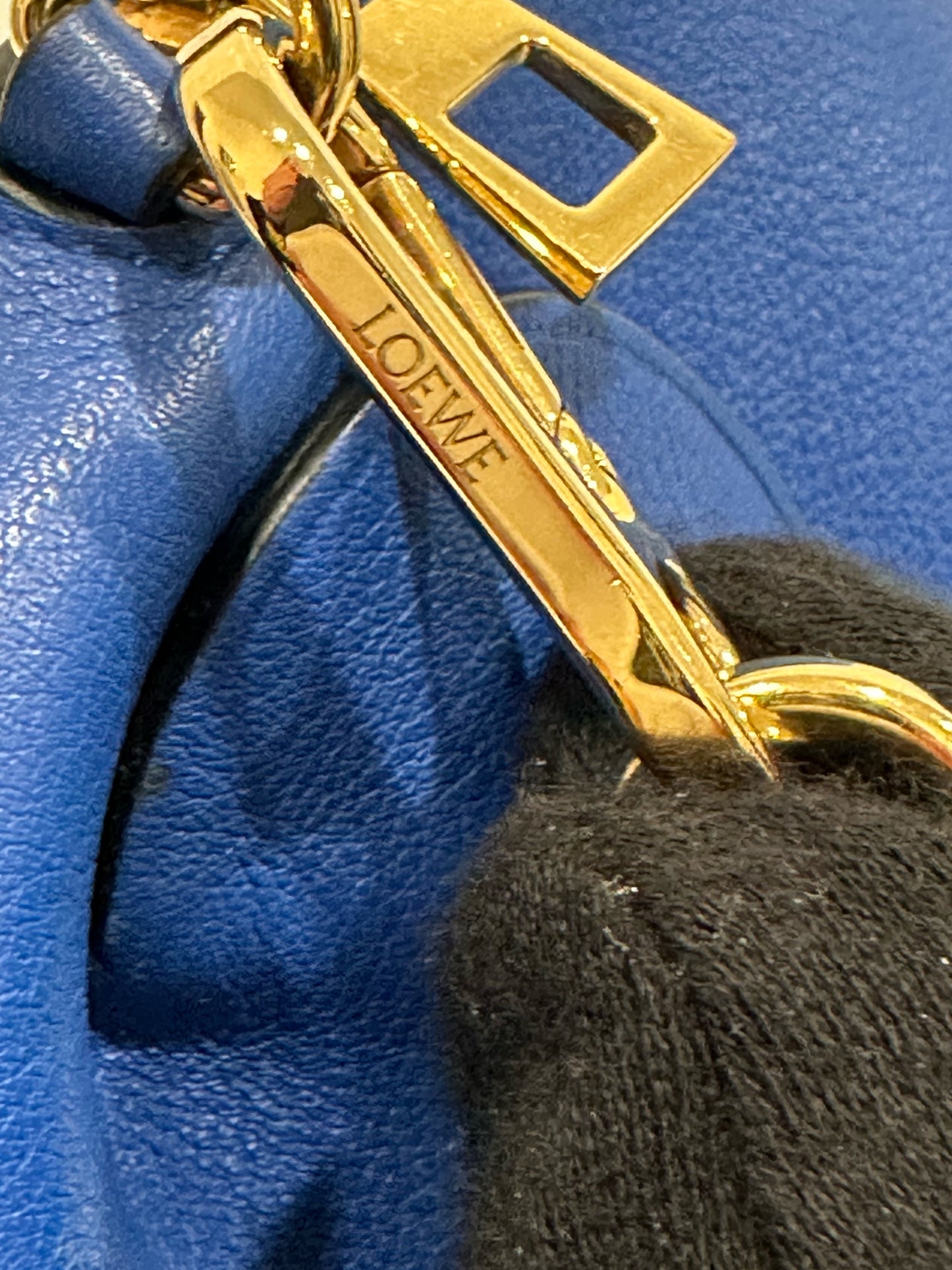 Loewe Blue Calfskin Leather Mini Elephant Crossbody Bag