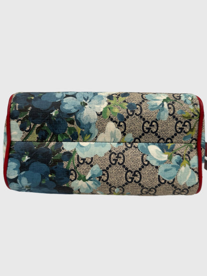 Gucci Blue Bloom Supreme GG 2way Canvas Bag Mini Boston Crossbody Handbag