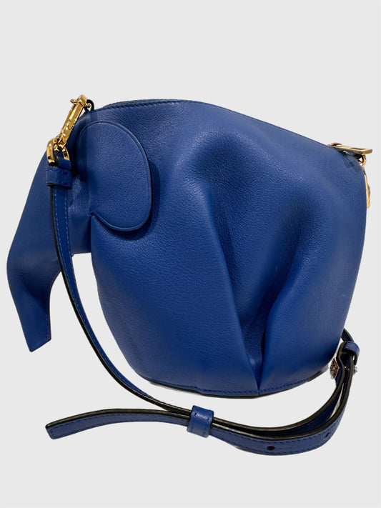 Loewe Blue Calfskin Leather Mini Elephant Crossbody Bag