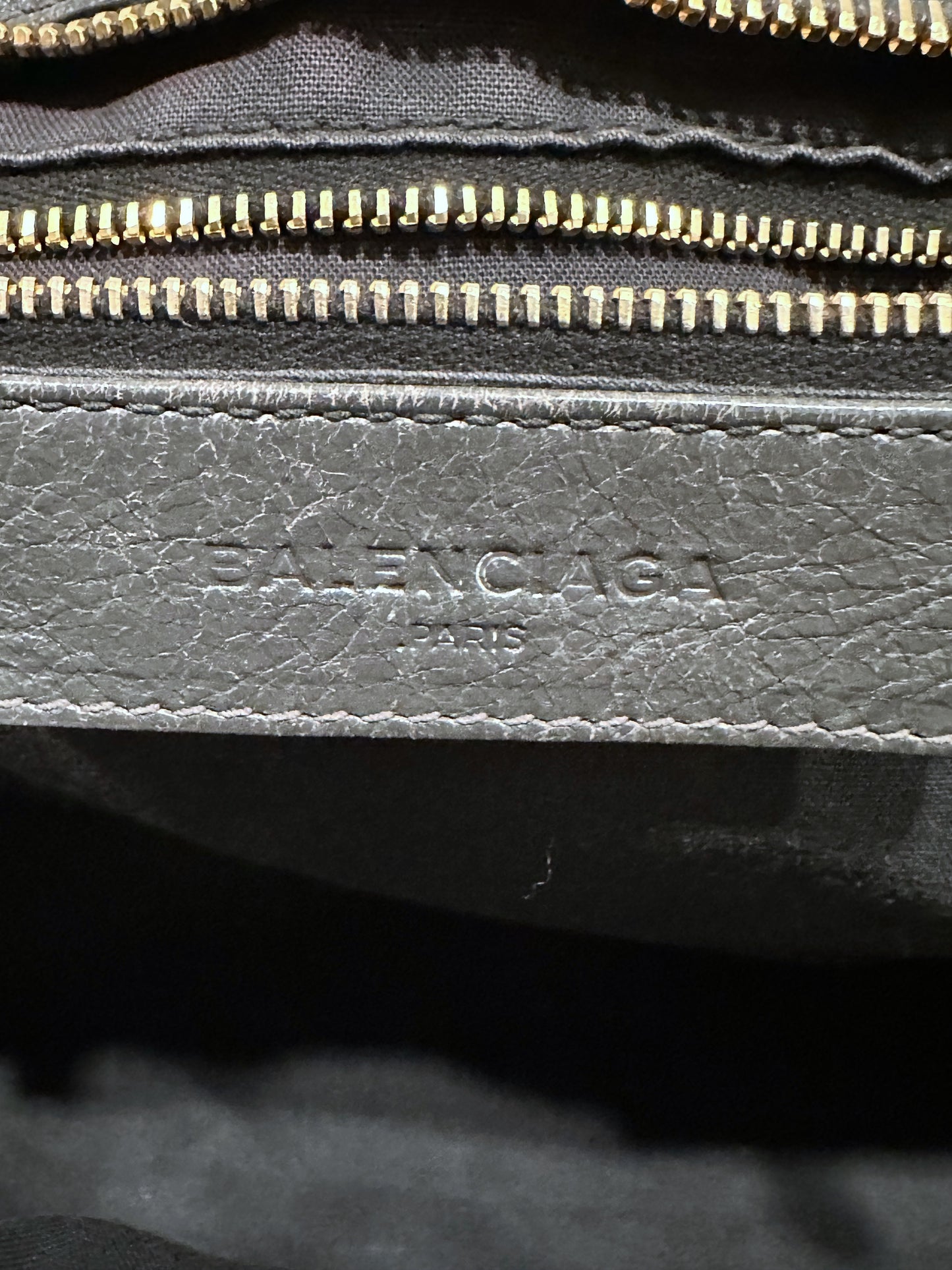 Balenciaga Dark Gray Leather Motocross City Giant Shoulder Bag with Strap