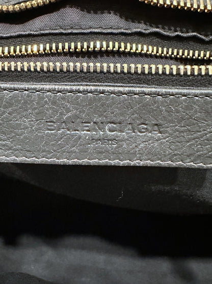 Balenciaga Dark Gray Leather Motocross City Giant Shoulder Bag with Strap
