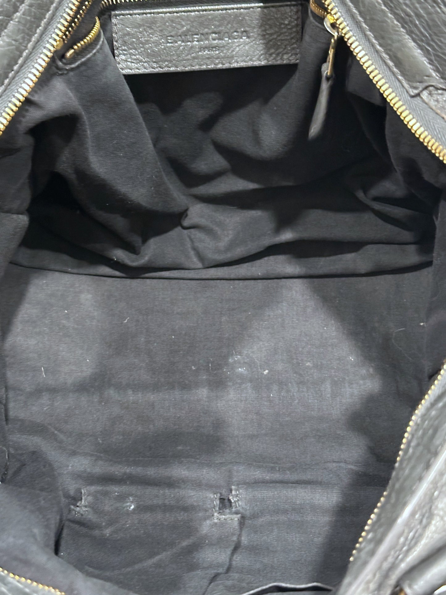 Balenciaga Dark Gray Leather Motocross City Giant Shoulder Bag with Strap