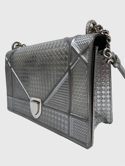Christian Dior Metallic Patent Micro-Cannage Medium Diorama Flap Bag