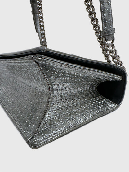 Christian Dior Metallic Patent Micro-Cannage Medium Diorama Flap Bag