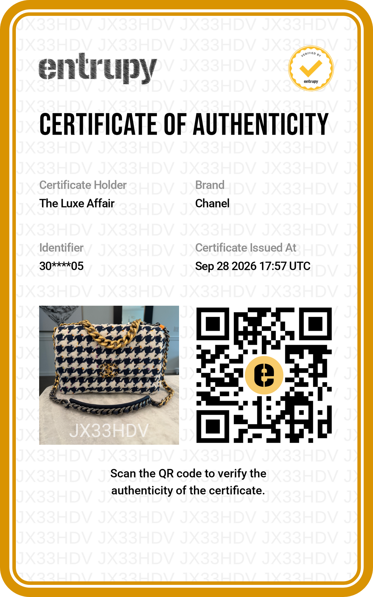 Pre-Owned Chanel 19 Tweed Houndstooth Multicolor Large Bag