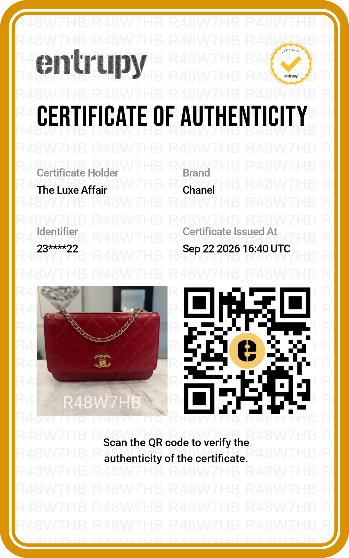 Chanel Trendy Red Lambskin Wallet on Chain (WOC) Gold Hardware