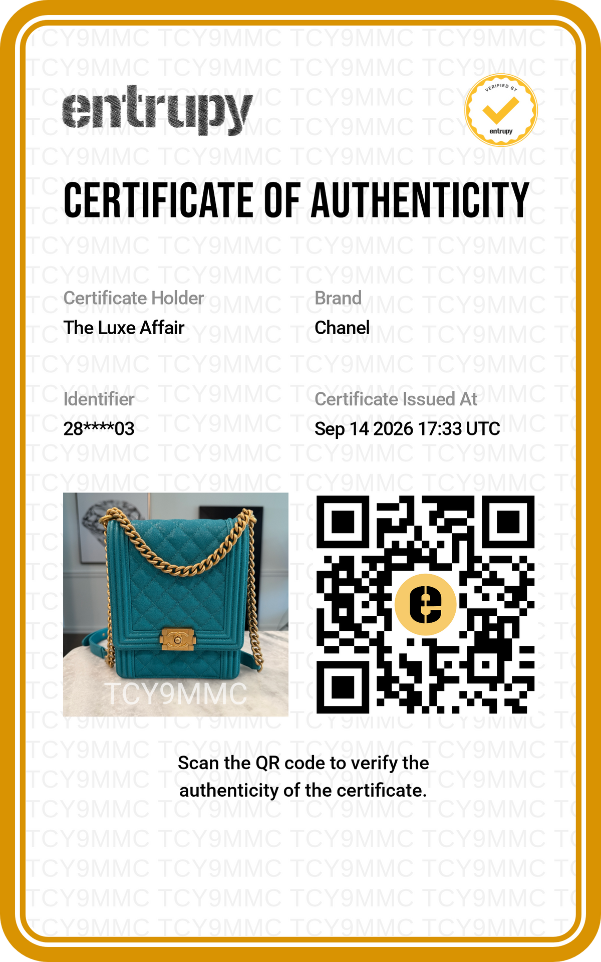 Pre-Owned Chanel Boy North South Turquoise Quilted Caviar Leather Bag Aged Gold Hardware